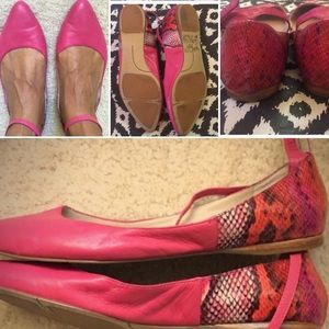 Nine West Pink Snakeskin Flats Ankle Strap 🎀 9.5
